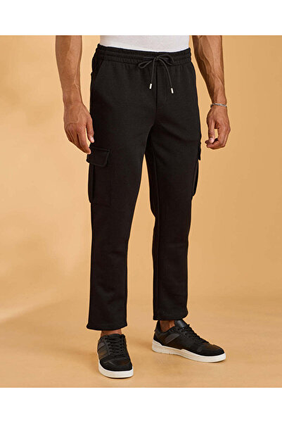 REDTAG Men Black Cargo Pants