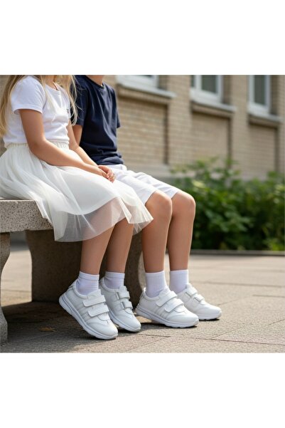 JOJO KIDS unisex çocuk beyaz ortopedik ayakkabı , komple hakiki deri ultra ha...