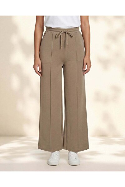 REDTAG Women Olive Brown Relaxed Wide Leg Coord Trousers