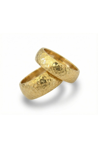 makeitbylove Sultan El Yapımı Dövme Dokulu Alyans Seti, Sonsuz Birlik Sembolü...