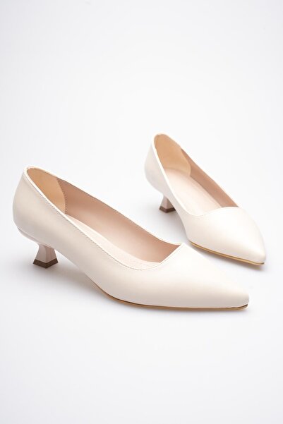 Zerenyus ZR20MS03 Stiletto de zi cu toc scurt pentru femei, bej premium