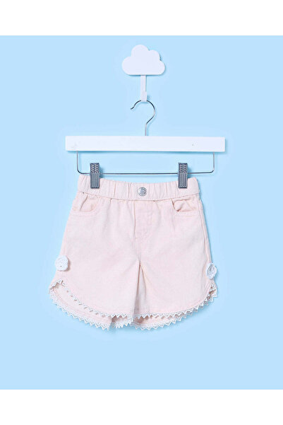 REDTAG Infant Girls Light Pink Shorts with 3D Floral Detail
