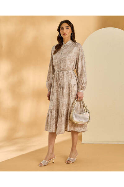 REDTAG فستان نسائي بيج بأزرار أمامية