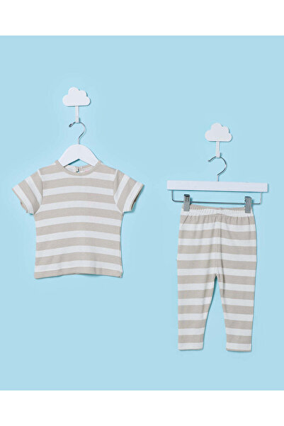 REDTAG Infant Girls Striped Short Sleeve 2 Piece Set