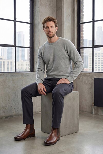 Butikayandon Men's Pique Fabric 2 Thread Crew Neck Sweatshirt