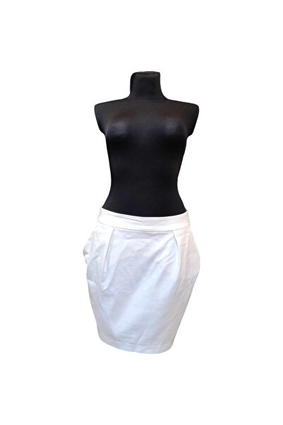 OEM Zara Midi Skirt - Cotton and Polyester, Casual Elegant Style, White, Size L