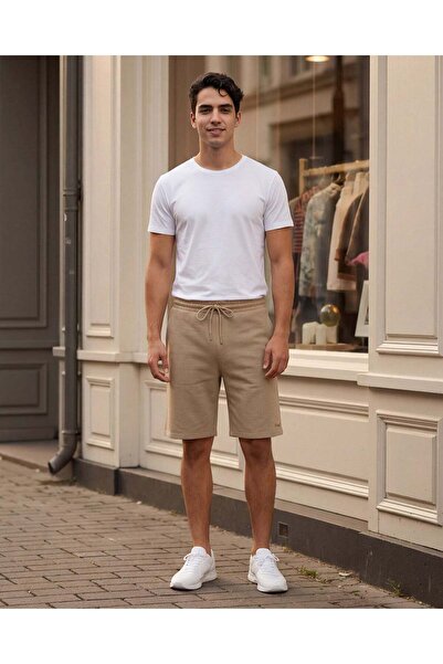 REDTAG Men Beige Interlock Shorts