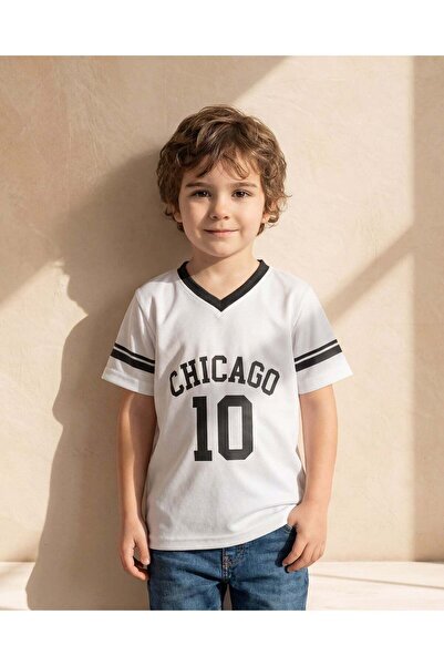 REDTAG تيشيرت رياضي أبيض بأكمام قصيرة للأولاد