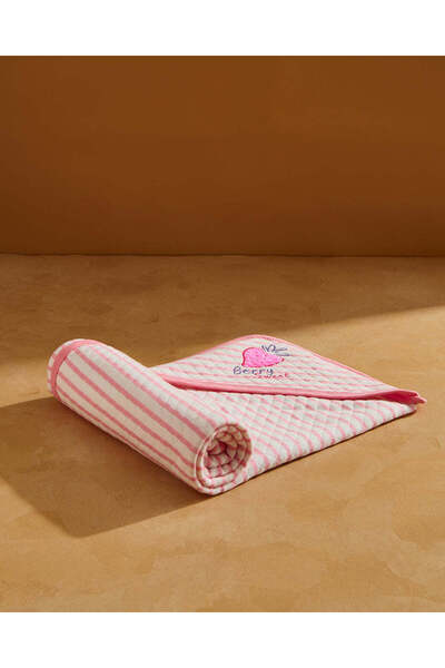 REDTAG Baby Pink Quilted Hooded Blanket