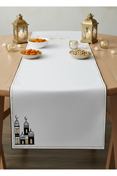 Markaev Gold Ramadan Cotton Table Runner 0113– 50X150 cm