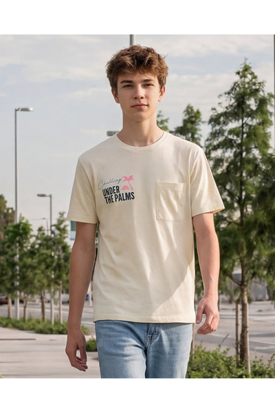 REDTAG Senior Boys Yellow Printed T-shirt