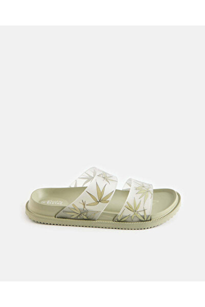 REDTAG Women Green Floral Printed Strap Slide