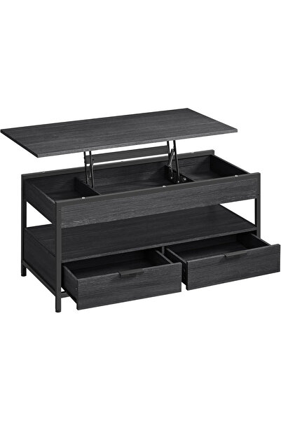 VASAGLE Masă de cafea cu blat reglabil și sertare, 100x50x63 cm, gri antracit...