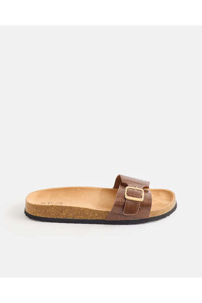 REDTAG Women Brown Single Buckle Mules