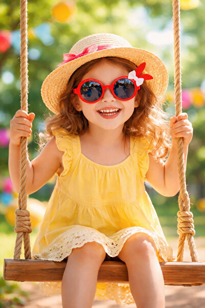 Optic Master Children's Sunglasses with Rabbit Ear Detail Model 5232 Red