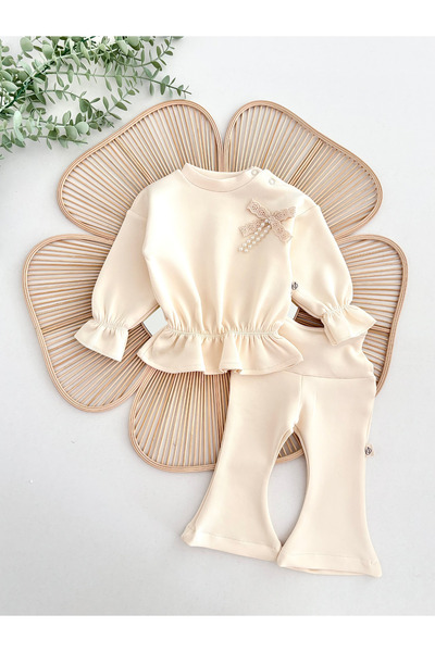 Jammybaby Dora Flara Taytlı Minimalist Modal Kız Bebek Mevsimlik Sweat Takım