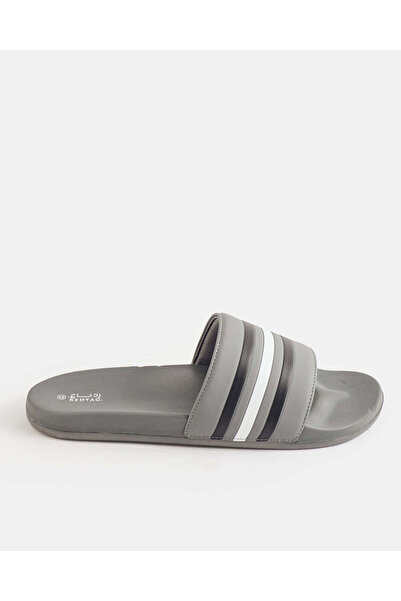 REDTAG Men Grey Striped Slides