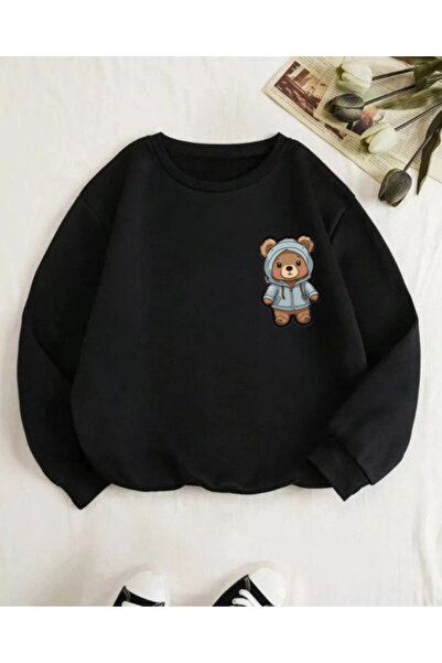 SERAH BUTİK Sweet Bear Printed 3-Yarn Children's Sweatshirt