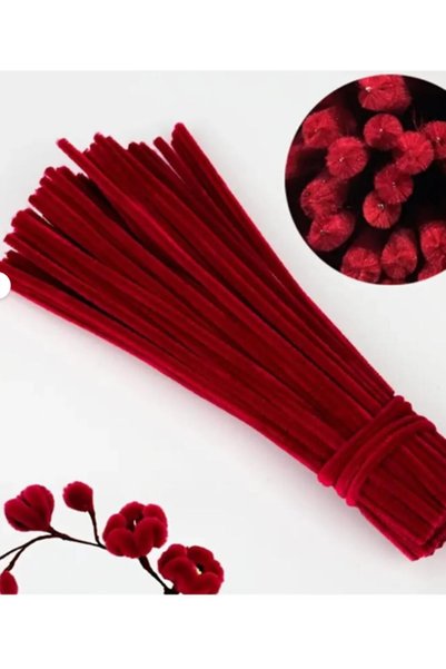 Kezban Tekstil 1.Cİ Kalite Tüylü dekoratif Tel 30 cm-25 adet BORDO RENK