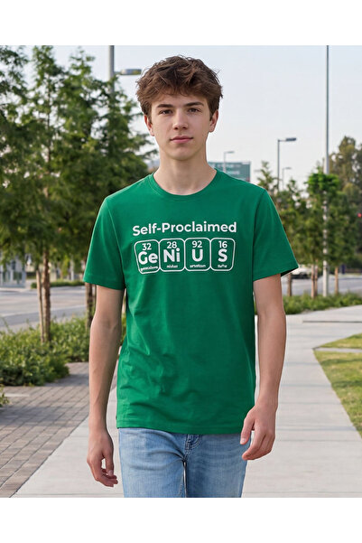 REDTAG تيشيرت أخضر مطبوع للأولاد الكبار