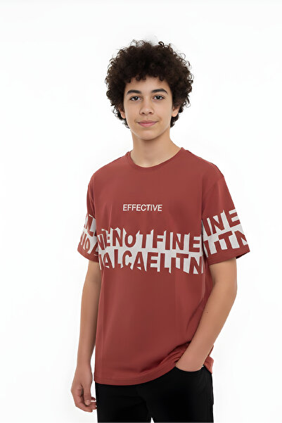 MODANINO تي شيرت للأولاد - مقاس واسع - مطبوع عليه نص - للأعمار من 12 إلى 16 س...