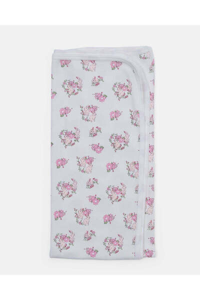 REDTAG Newborn Girls Ecru Floral All-Over Print Blanket