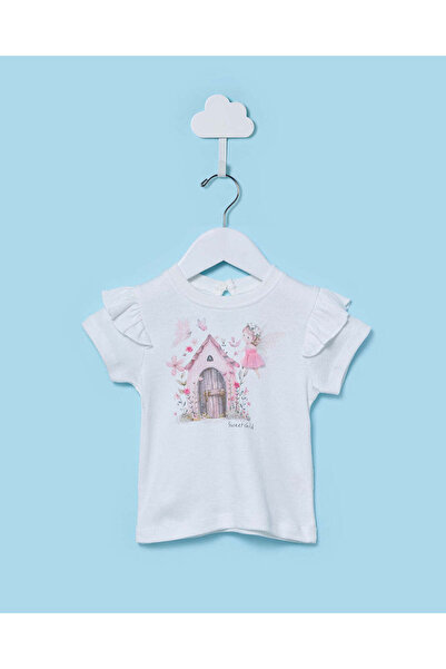 REDTAG Infant Girls Ivory Embellished T-Shirt