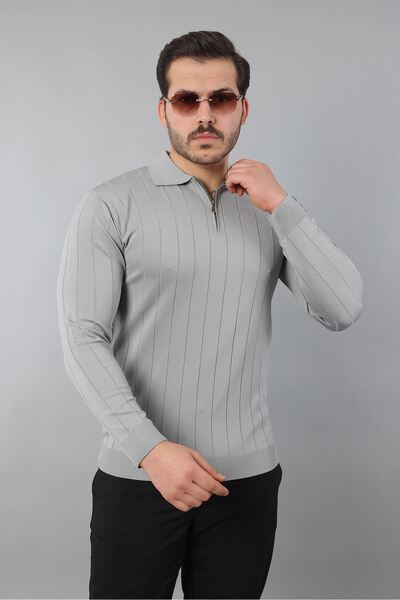 ZİNOX Men's Polo Neck Long Sleeve Half Zipper Classic Solid Suitable for Dail...