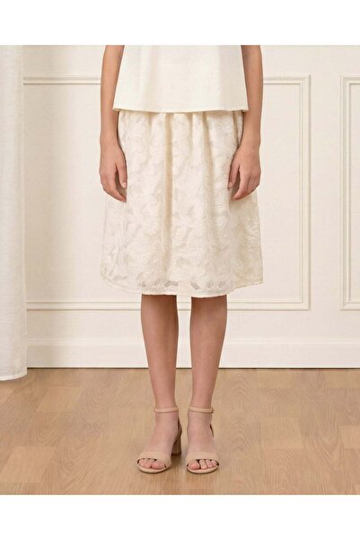REDTAG Senior Girls Cream Burnout A-Line Skirt