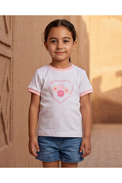 REDTAG تيشيرت بناتي وردي فاتح مطرّز