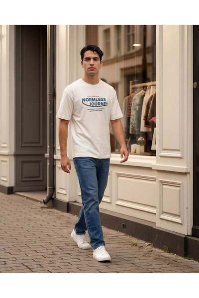 REDTAG تي شيرت رجالي أبيض مطبوع