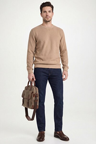 Butikayandon Men's Pique Fabric 2 Thread Crew Neck Sweatshirt