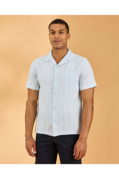 REDTAG Men Blue Dobby Resort Shirt