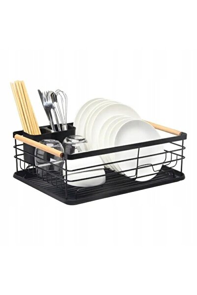 zola Dish drainer, drain tray, cutlery holder, wooden handles, steel/plastic,...