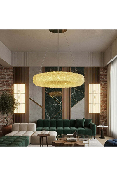 Jiju Lustra LED Suspendata ENZO Golden Sponge Cristal Echivalent 300W