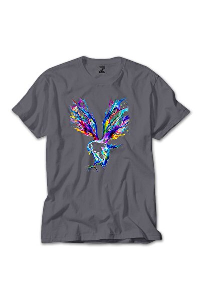 CrowsGate تي شيرت دوف بألوان مائية باللون الرمادي