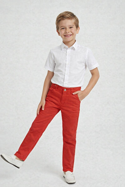 nacar çarşı Cămașă albă cu mânecă scurtă pentru băieți, pantaloni roșii, ținu...