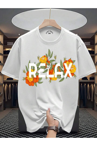 Rivox Unisex White Oversize T-Shirt Cotton Fabric Relax Printed