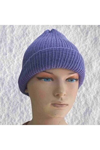 sylar Hand Knitted Natural Wool and Acrylic Blend Warm Winter Beanie Purple C...