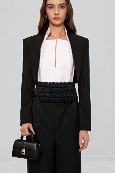 Assia Atelier Siyah Kadın Mini El Çantası Gold Kapaklı olsun