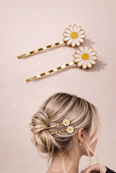 PREGIO Ženski 2-dijelni set sa žičanom kopčom u obliku tratinčice, zlatne boje