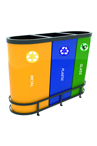 OEM Cos gunoi colectare selectiva, cos reciclare gunoi metalic - 3*63 litri