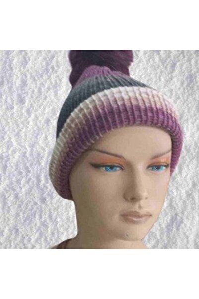 sylar Hand Knitted Natural Wool and Acrylic Blend Warm Winter Beanie Purple G...