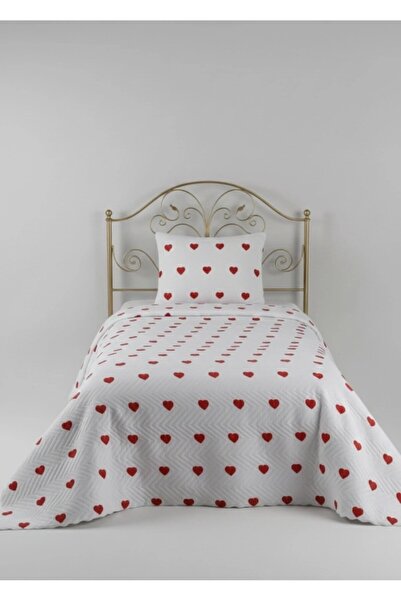 Çeyiz Merkezi Pinterest Κάλυμμα Κρεβατιού με Καρδιές – Μονό ΛΕΥΚΟ-ΚΟΚΚΙΝΟ