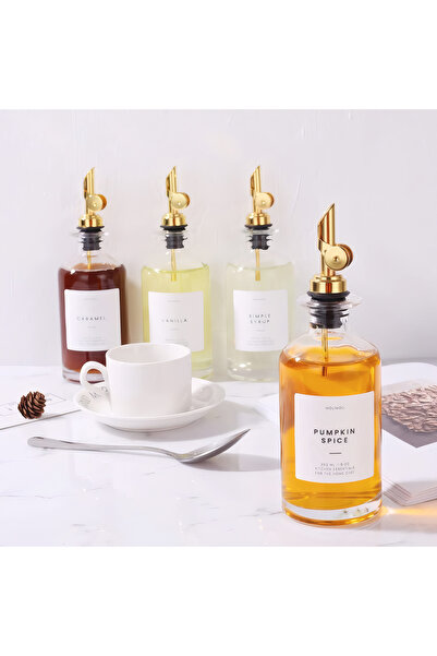 OEM Set 2 Oliviere din Sticla, Picuratoare Aurie, 350 ML, Ulei, Otet, Siropuri, Cu Sticker, Transparente