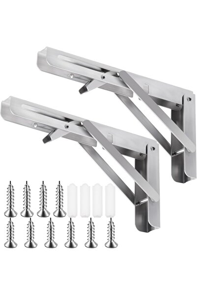 OEM Set of 2 Foldable Shelf Supports - Heavy Duty Steel, 100kg - Length 20cm,...