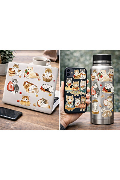 Limitless Design مجموعة ملصقات القطط اللطيفة مقاس 22×30 سم – للابتوب والهاتف ...