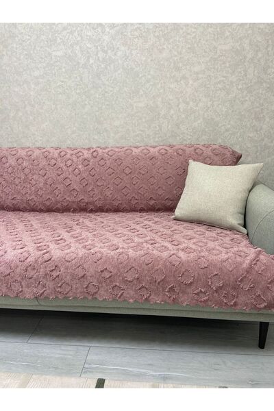 Bambus 175x215 Püsküllü Desenli Modern Kaymaz Taban Şönil Jakarlı Koltuk Örtüsü