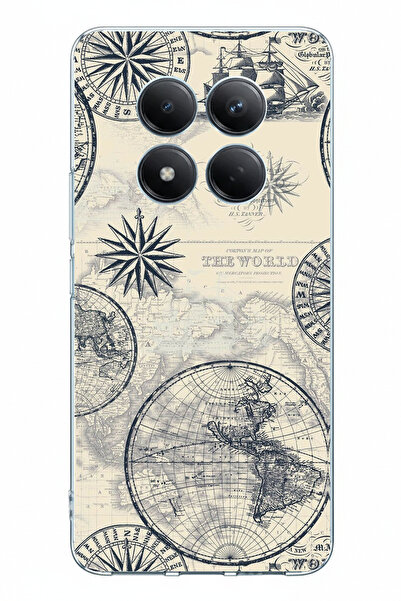 TechTree حافظة سيليكون مطبوعة بخريطة العالم والبوصلة متوافقة مع هاتف Redmi No...