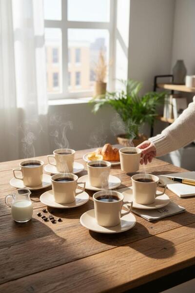 Lia Porselen 6 Kişilik 12 Parça Türk Kahve Fincanı Seti - Transparan Beyaz